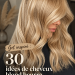 Femme avec de magnifiques cheveux blonds beurre coiffés en ondulations