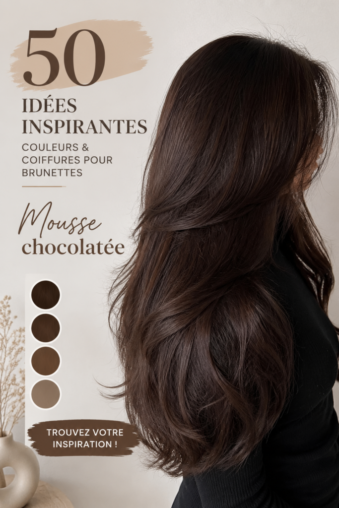 Palette de couleurs pour cheveux bruns avec nuances chocolat mousse