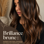 Femme avec un balayage brun lumineux et éclatant
