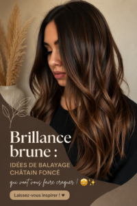 Femme avec un balayage brun lumineux et éclatant