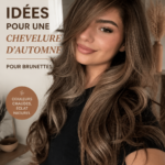 Femme avec des cheveux bruns colorés en nuance automnale