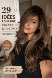 Femme avec des cheveux bruns colorés en nuance automnale