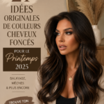 Femme aux cheveux foncés colorés pour le printemps 2025