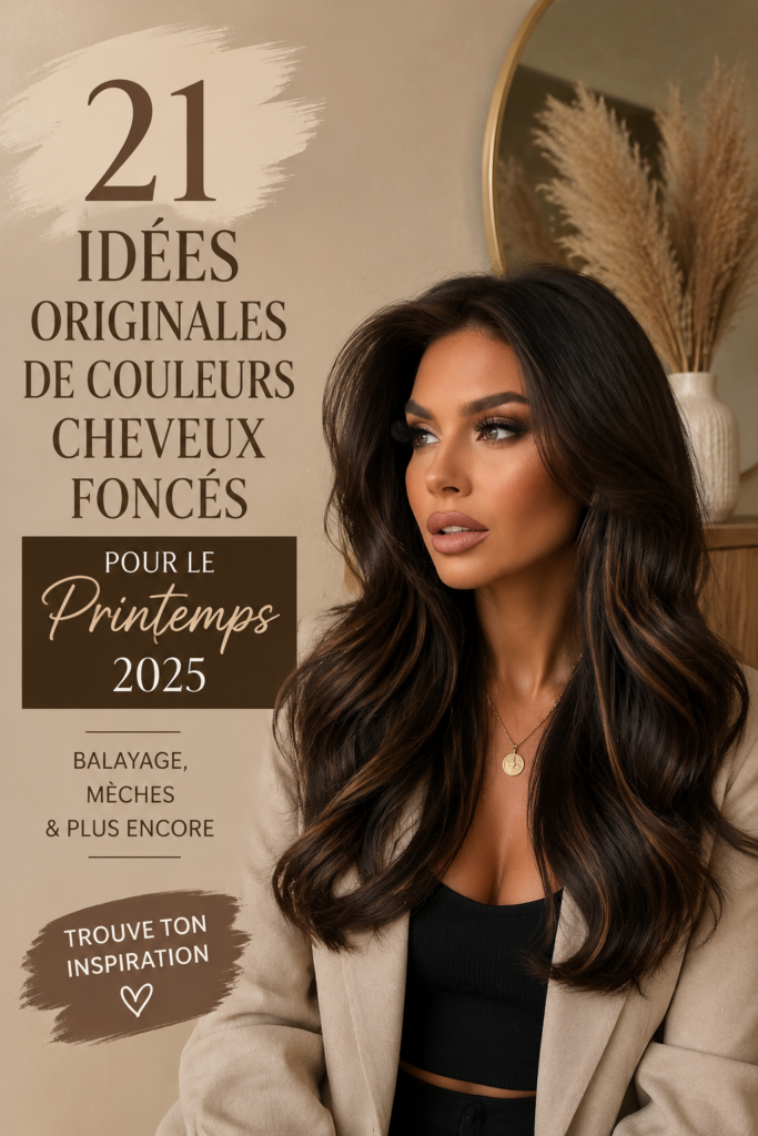Femme aux cheveux foncés colorés pour le printemps 2025
