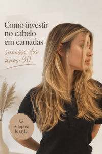 Une femme avec une coupe de cheveux à couches tendance inspirée des années 90.
