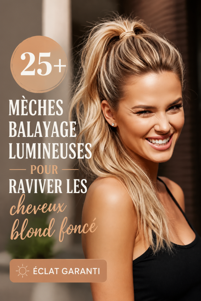 Femme avec des cheveux châtains clair éclaircis pour l'été.