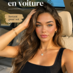Une fille prenant un car selfie avec une belle voiture dans un cadre esthétique.