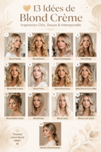 Femme avec des cheveux blond crémeux chic et moderne