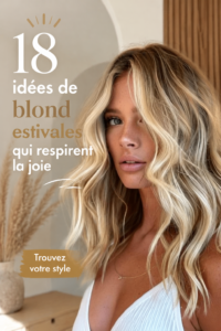Femme avec des cheveux blonds d'été éclatants en pleine nature.
