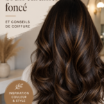 Femme avec des reflets caramel foncé dans les cheveux longs