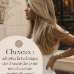 Femme avec des cheveux brillants et bien entretenus après avoir utilisé la technique des 5 secondes.