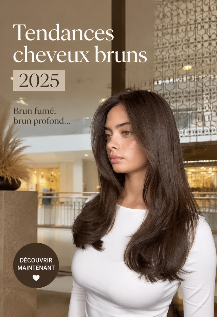 Tendances capillaires brunes de 2025 avec différentes nuances et styles.