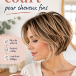Un carré court élégant sur une femme aux cheveux fins