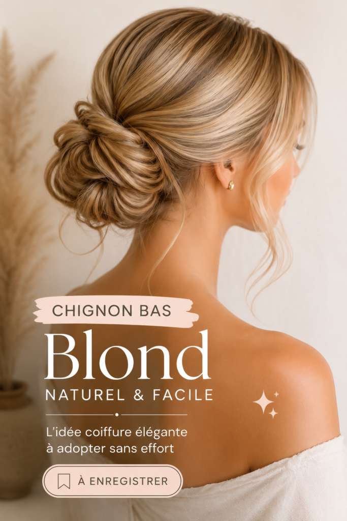 Chignon bas élégant réalisé sur un mannequin, mettant en avant une coiffure simple et chic.