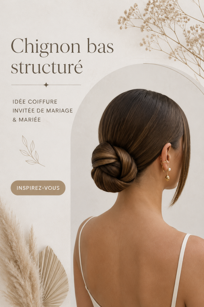 Chignon bas élégant pour une coiffure de mariage sophistiquée