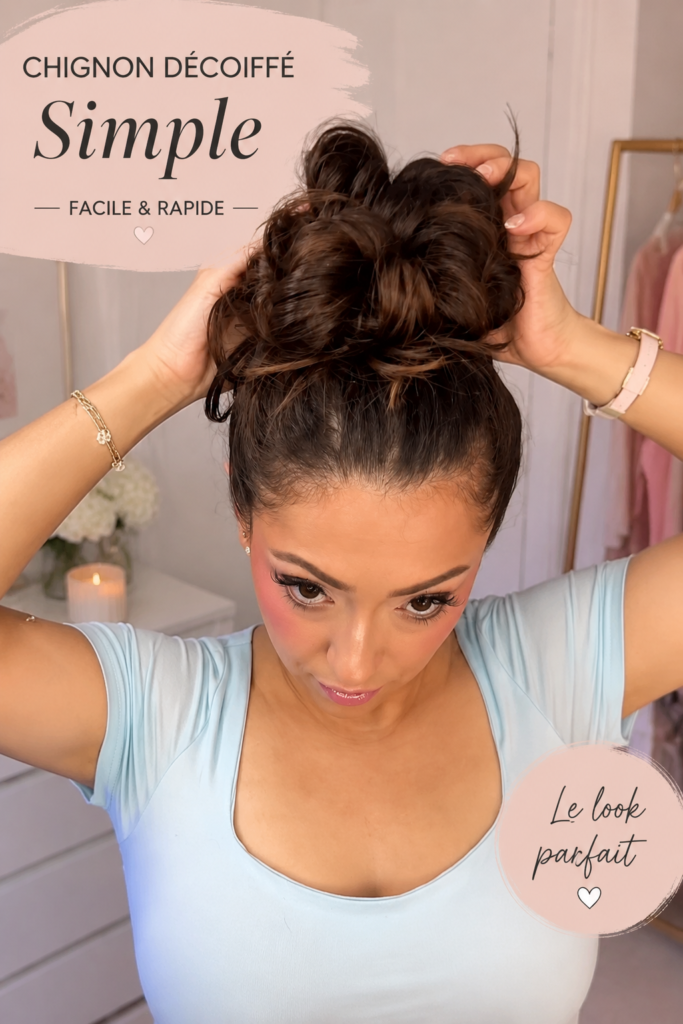 Chignon décoiffé élégant réalisé facilement pour un look chic.