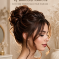 Chignon élégant avec des boucles romantiques pour un mariage