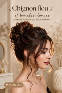Chignon élégant avec des boucles romantiques pour un mariage