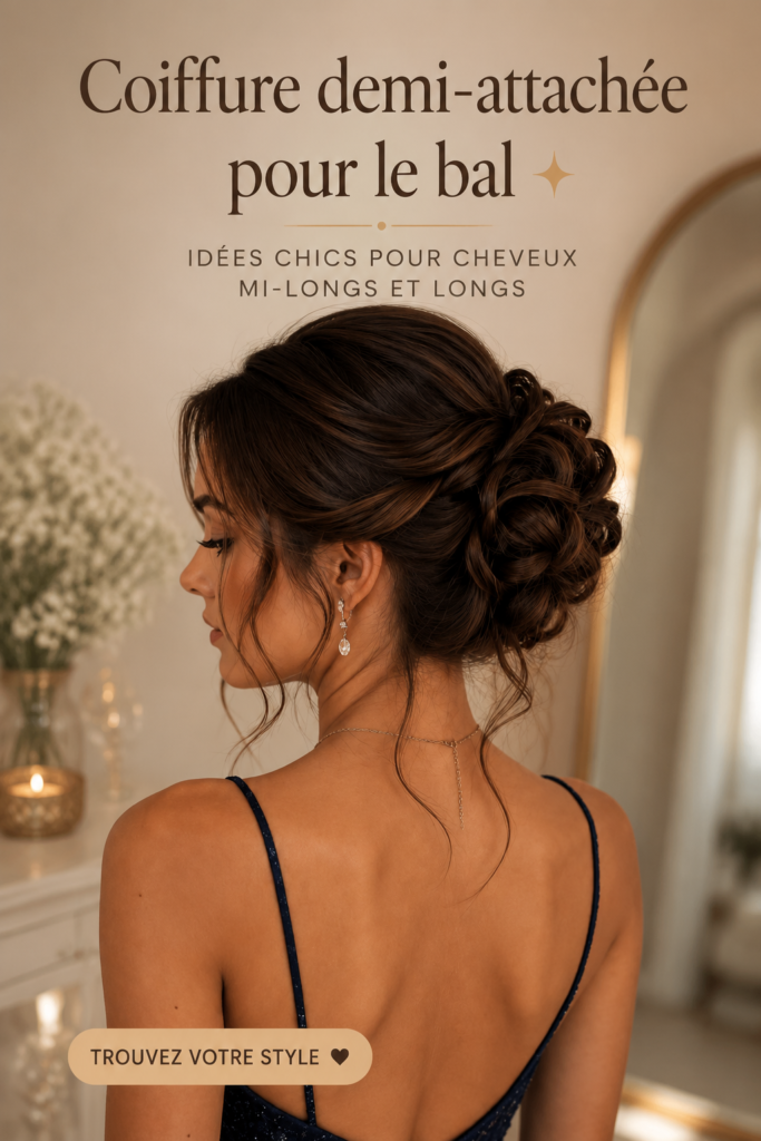 Chignon mi-haut mi-bas élégant pour une soirée de bal