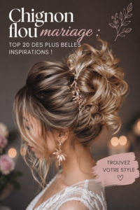 Un magnifique chignon flou pour mariage, orné de fleurs délicates.