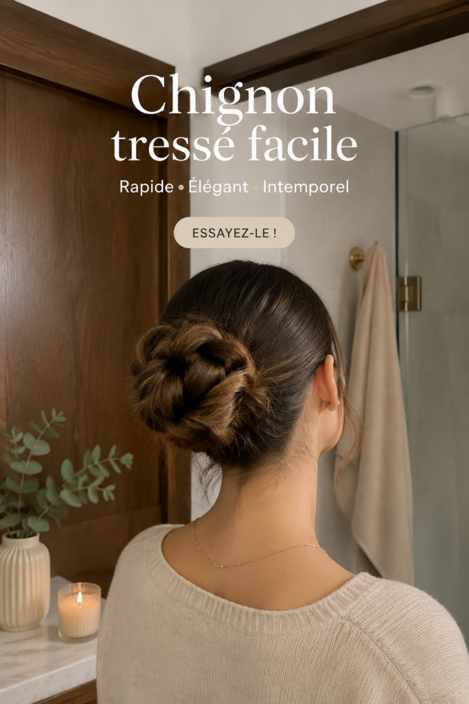 Chignon tressé facile et élégant pour un look chic.