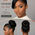 Coiffure chignon bas élégant sur une femme, parfait pour des événements