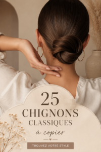 Femme avec un chignon élégant lors d'une soirée.