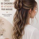 Chignon élégant pour mariage avec accessoires floraux