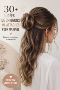 Chignon élégant pour mariage avec accessoires floraux