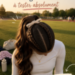 Coiffure Sleek Track élégante sur une femme avec des cheveux lisses et brillants.
