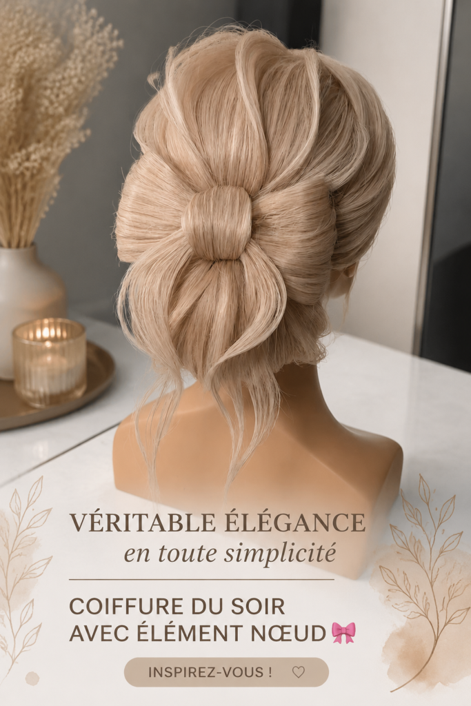 Coiffure de soirée élégante avec un nœud en cheveux longs