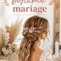 Coiffure bohème élégante pour mariage avec couronne de fleurs