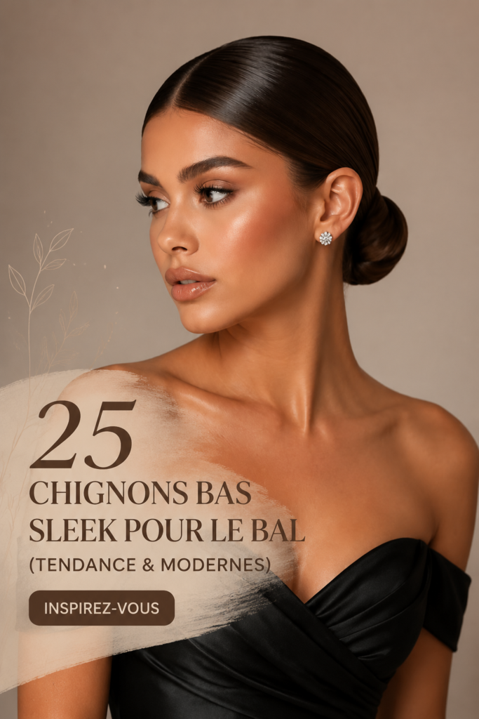 Chignon bas élégant, idéal pour un bal de promo
