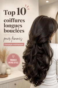 Femme avec de magnifiques cheveux longs et bouclés, reflétant un style tendance.
