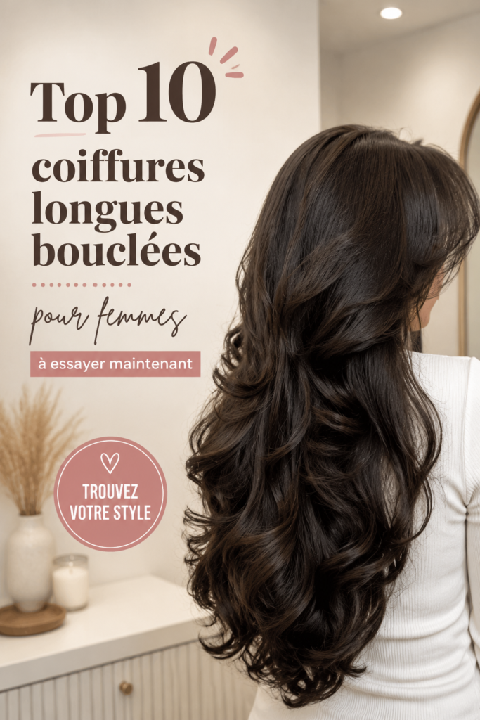 Femme avec de magnifiques cheveux longs et bouclés, reflétant un style tendance.