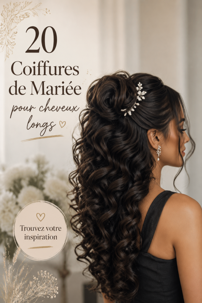 Coiffure élégante pour mariage sur cheveux longs