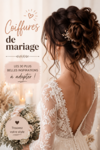 Une mariée avec une coiffure élégante ornée de fleurs pour un mariage chic.