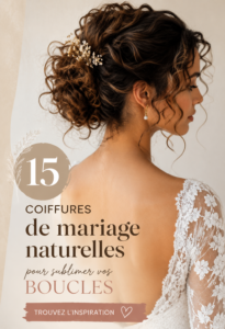 Coiffure de mariage naturelle avec cheveux bouclés et fleurs