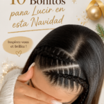 Coiffures élégantes pour les fêtes de Noël, y compris des chignons et des boucles sophistiquées.