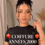Coiffure Y2K colorée avec des accessoires tendance des années 2000.