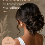 Femme portant un chignon décoiffé élégant dans un cadre moderne.
