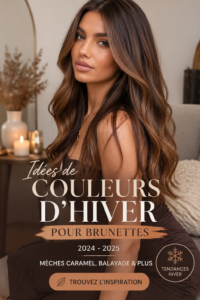 Photos d'idées de couleurs de cheveux d'hiver pour brunes, incluant caramel et balayage.