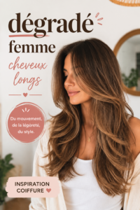 Femme avec un dégradé élégant sur cheveux longs.