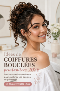Femme avec de belles boucles printanières et un look frais