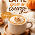 Latte épicé à la courge servi dans une tasse décorée
