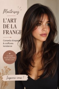 Une femme avec une frange élégante et une belle coiffure tendance.