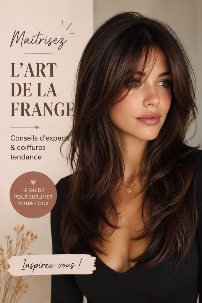 Une femme avec une frange élégante et une belle coiffure tendance.