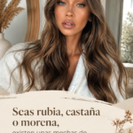 Un échantillon de mèches tendance sur des cheveux châtains, démontrant différentes techniques.