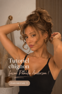 Chignon femme inspiré de Pamela Anderson, élégant et glamour.