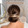 Coiffure élégante pour mariée avec des boucles et des fleurs